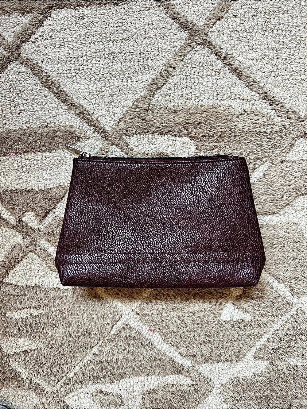 Neiman Marcus Cosmetic Pouch Small Bag Burgundy Wine colorful lined